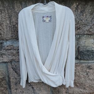 Maeve By Anthropologie Ivory Faux Wrap Sweater XL